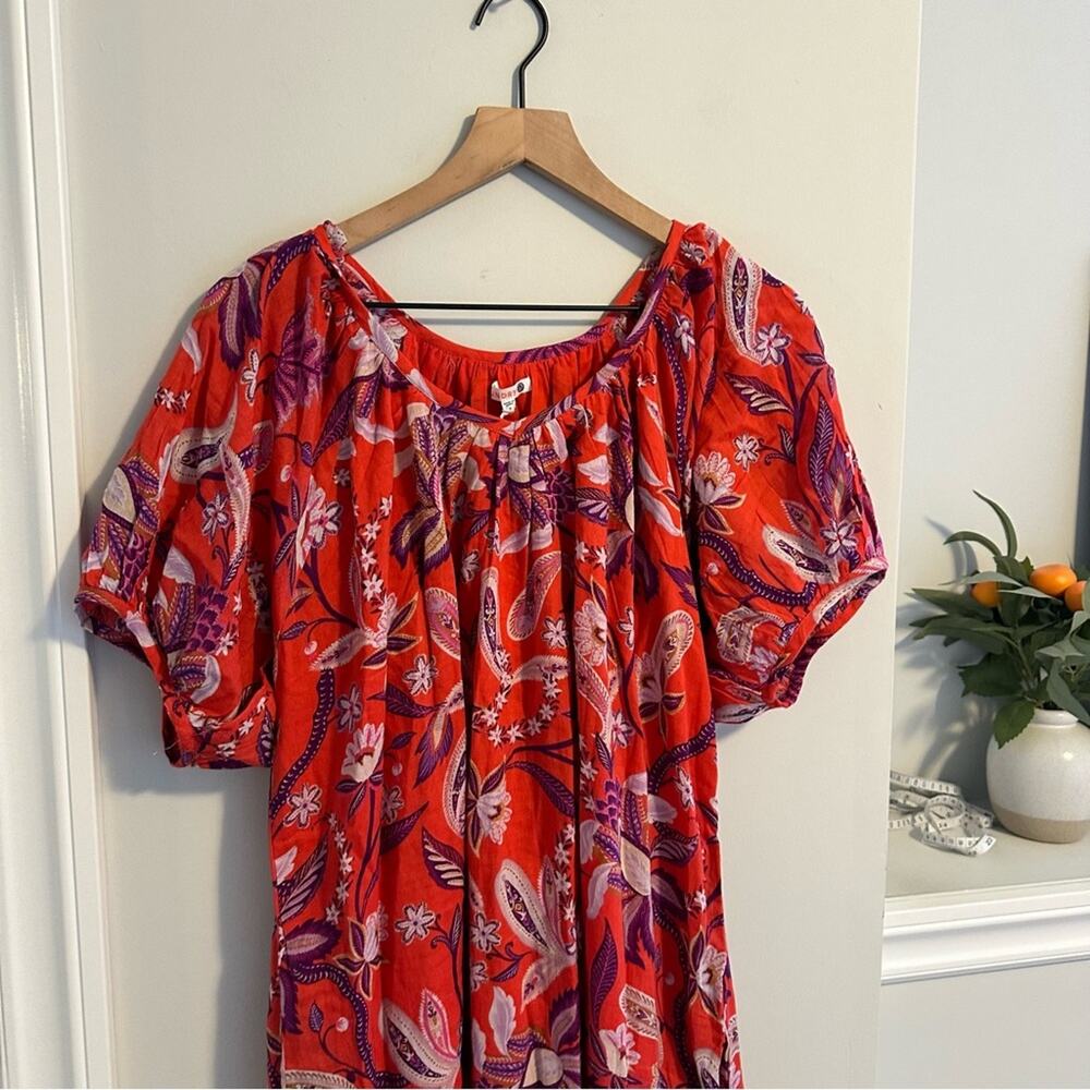 NWT Tuckernuck Sundry Red Cotton Floral Maxi Dress M/L - Picture 11 of 15